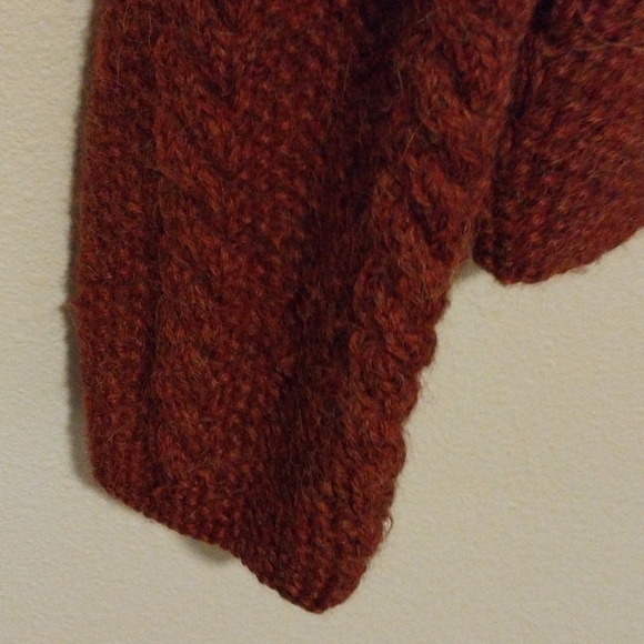 Artisan Made Burnt Orange Wool Blend Cable Knit  Button Cardigan - Picture 7 of 8